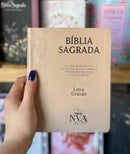 Bíblia Letra Grande Tijolinho NVA Capa  Pu Luxo Rosé Com Índice - Full Color