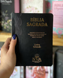 Bíblia Letra Grande Tijolinho NVA Capa Pu Luxo Preta Com Índice - Full Color