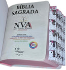 Bíblia Letra Comum Flores Branca Tijolinho e Abas Adesivas Femininas - NVA