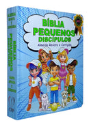 Bíblia Pequenos Discípulos Azul Infantil Letra Comum Capa Dura Com Harpa Masculina Arc