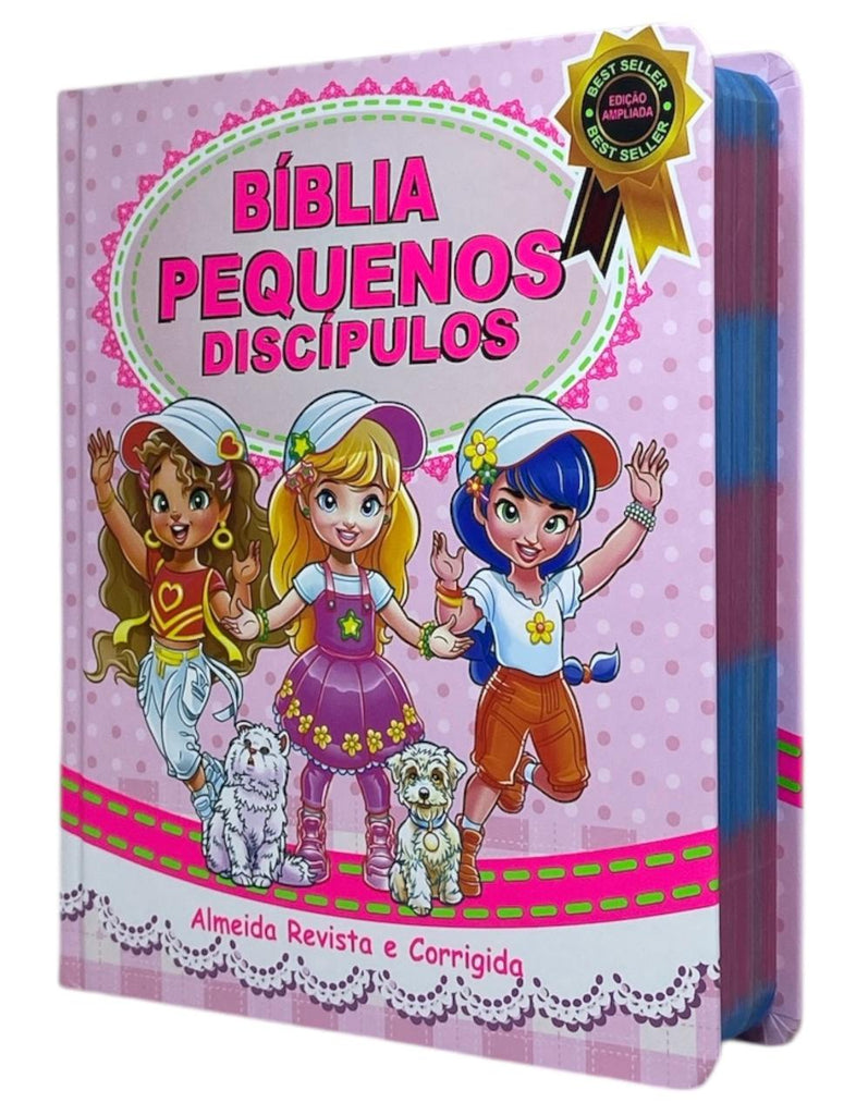 Bíblia Pequenos Discípulos Rosa Infantil Letra Comum Capa Dura Com Harpa Feminina Arc