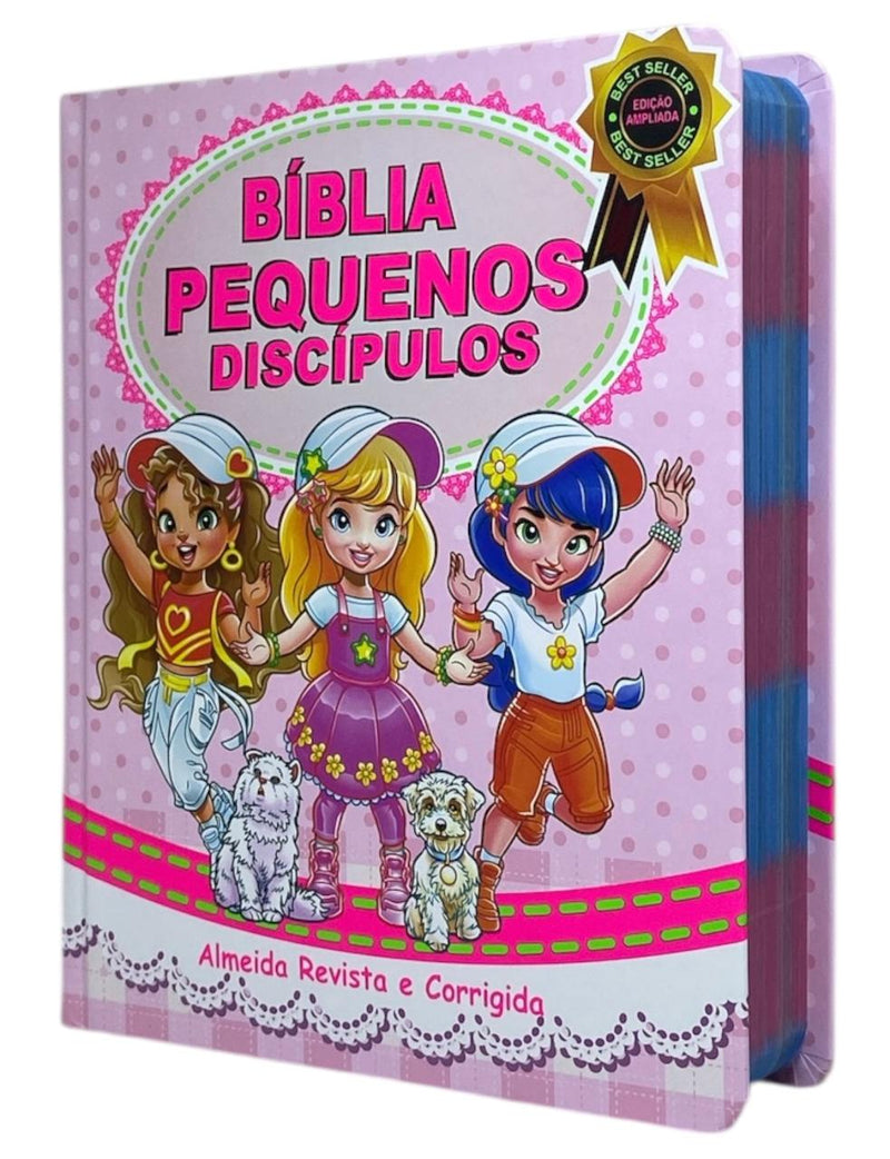 Bíblia Pequenos Discípulos Rosa Infantil Letra Comum Capa Dura Com Harpa Feminina Arc
