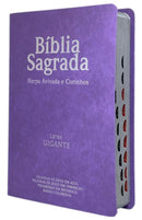 Kit 20 Bíblias Evangélicas Letra Gigante Capa Semiflexível ARC Com Harpa e Índice Lilás e Preta