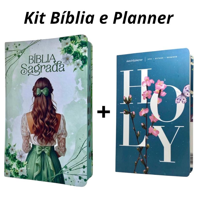 Kit Bíblia Sagrada Feminina Sou Amada + Livro Holy Sketch Planner