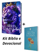 Kit Bíblia Feminina Leão Amor Eterno + Devocional Tudo Posso 3 Minutos De Sabedoria Para Mulheres