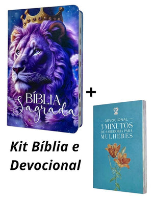 Kit Bíblia Feminina Leão Amor Eterno + Devocional Tudo Posso 3 Minutos De Sabedoria Para Mulheres