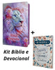 Kit Bíblia Leão Te Sustenta + Devocional Lettring 3 Minutos De Sabedoria Para Mulheres