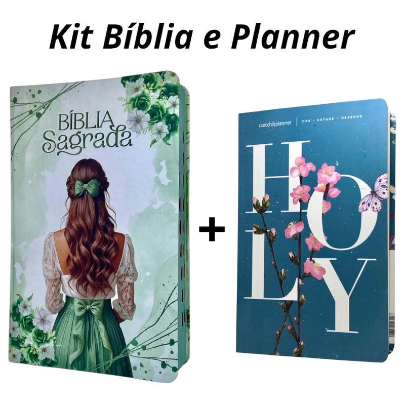 Kit Bíblia Sagrada Feminina Sou Amada + Livro Holy Sketch Planner