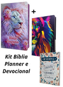 Kit Bíblia Feminina Leão Te Sustenta + Planner Lion Colors + Devocional Lettering