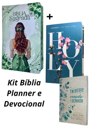 Kit Bíblia Feminina Sou Amada + Planner Holy Azul + Devocional Minimalista