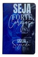 Bíblia Masculina Leão Seja Forte e Corajoso Capa Dura Com Índice Lateral - Arc