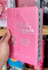 Bíblia Letra Hipergigante Capa Luxo Flexível Full Color ARC Com Harpa e Índice Floral Dália Rosa