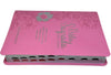 Bíblia Letra Hipergigante Capa Luxo Flexível Full Color ARC Com Harpa e Índice Floral Dália Rosa