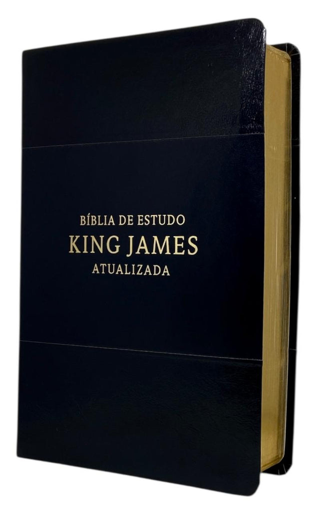 Bíblia Evangélica de Estudo King James Atualizada Capa Luxo Flexível Preta Premium Letra Gigante
