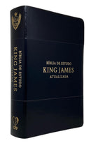 Bíblia Evangélica de Estudo King James Atualizada Capa Luxo Flexível Preta Premium Letra Gigante