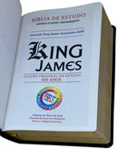 Bíblia Evangélica de Estudo King James Atualizada Capa Luxo Flexível Preta Premium Letra Gigante