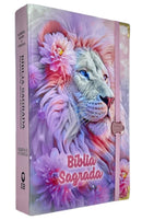 Bíblia Feminina Capa Semiflexivel Com Elástico Rosa e Medalhão Letra Gigante Com Índice - O Senhor Te Sustenta