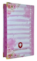 Bíblia Feminina Capa Semiflexivel Com Elástico Rosa e Medalhão Letra Gigante - Deus é bom