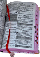 Bíblia Feminina Capa Semiflexivel Com Elástico Rosa e Medalhão Letra Gigante - Deus é bom