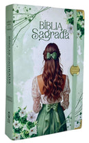 Bíblia Feminina Capa Semiflexivel Com Elástico Verde e Medalhão Letra Gigante Com Índice - Sou Amada