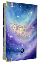 Bíblia Feminina Capa Semiflexivel Com Elástico Roxo e Medalhão Dourado Letra Gigante Com Índice - Amor eterno