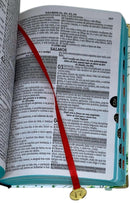 Bíblia Feminina Capa Semiflexivel Com Elástico Verde e Medalhão Letra Gigante Com Índice - Sou Amada