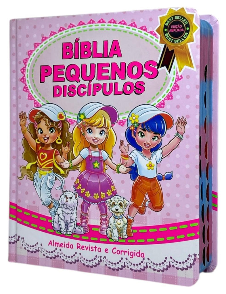 Bíblia Pequenos Discípulos Rosa Infantil Letra Comum Capa Dura Com Harpa e Índice Feminina Arc