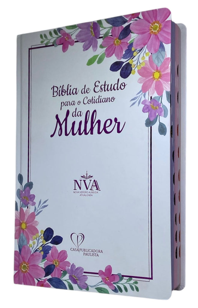 Bíblia De Estudo Para o Cotidiano Da Mulher Branca Capa Dura Letra Gigante Com Índice  - NVA