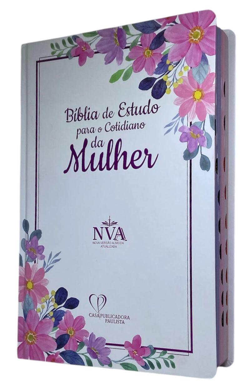 Bíblia De Estudo Para o Cotidiano Da Mulher Branca Capa Dura Letra Gigante Com Índice  - NVA