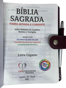 Bíblia Sagrada Evangélica Carteira Botão Bordô Com caneta e Harpa - Full Color