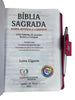 Bíblia Sagrada Evangélica Carteira Botão Pink Com Caneta e Harpa - Full Color