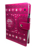 Bíblia Sagrada Evangélica Carteira Botão Pink Com Caneta e Harpa - Full Color