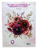 Bíblia Sagrada Feminina Leão Buquê Flores "Seja Forte e Corajosa"  Letra Normal Capa flexível - Nva Nova Versão Almeida Atualizada
