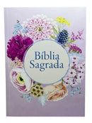 Bíblia Sagrada Feminina Arranjo Flores Lilás Letra Normal Capa flexível - Nva Nova Versão Almeida Atualizada