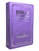Bíblia Sagrada Feminina Lilás Letra Hipergigante Capa Semi Flexível Harpa e Corinhos