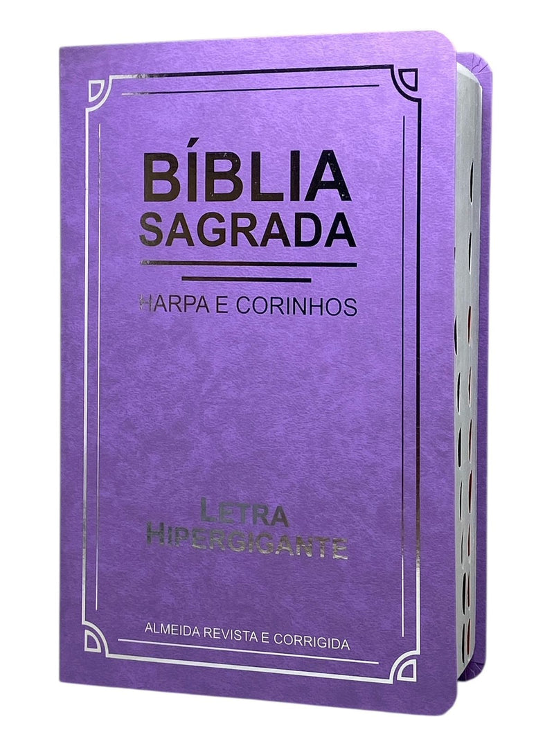 Bíblia Sagrada Feminina Lilás Letra Hipergigante Capa Semi Flexível Harpa e Corinhos