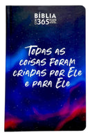 Bíblia Evangélica Fem e Masc 365 Dias Letra Hipergigante Capa Dura Nébula Arc Com Reflexões