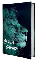 Bíblia Evangélica Leão Azul Capa Dura  Letra Gigante  ARC Com Harpa Avivada Masculina