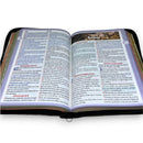 Bíblia Preta Com Zíper Capa P.U Letra Hipergigante - Full Color - Harpa Avivada e Corinhos