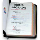 Bíblia Preta Com Zíper Capa P.U Letra Hipergigante - Full Color - Harpa Avivada e Corinhos