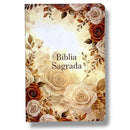 Bíblia Sagrada Feminina Arranjo Flores Laranja Letra Gigante índice na Lateral  Capa Flexível - Full Color