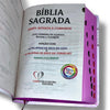Bíblia Sagrada Feminina Coração Flores Pink  Letra Gigante índice na Lateral  Capa Flexível - Full Color