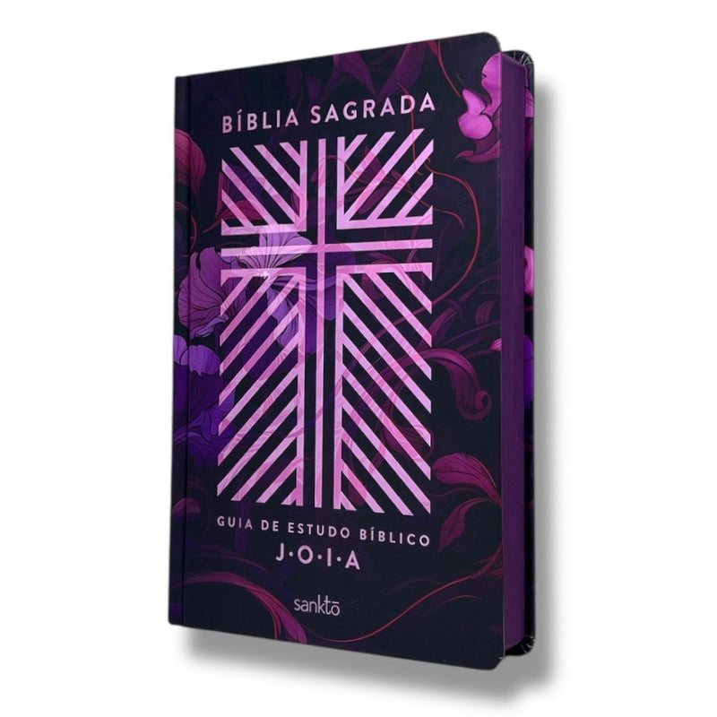 Bíblia Evangélica De Estudo J.O.I.A Com Guia de Estudo e Ilustrações Letra Comum NVT Feminina Floral