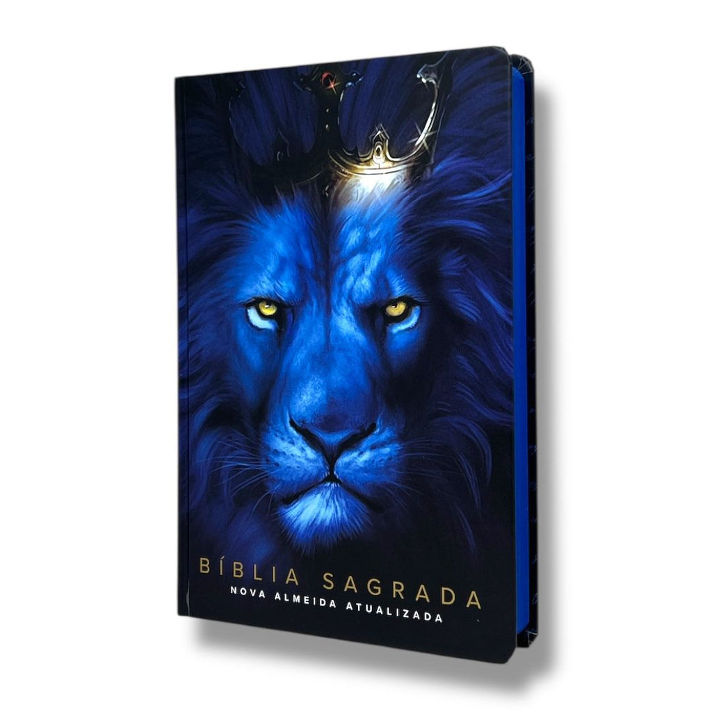 Bíblia Sagrada Evangélica Letra Normal Linguagem NAA Capa Dura Leão Azul Letra Comum
