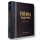 Bíblia Sagrada Letra Grande Jumbo Cor Preta e Marrom com Índice Com Harpa e Divisão Linguagem Arc Para Homem