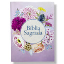 Bíblia Sagrada Feminina Arranjo Flores Lilás Letra Normal Capa flexível com Índice - Nva