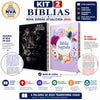 Kit 2 Bíblias Evangélicas NVA Letra Comum Folha PPM Full Color Floral Lilás e Leão Casal Fem e Masc