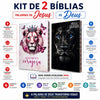Kit 2 Bíblias Cristã NVA Letra Normal Capa Brochura Full Color Leão Rosa e Leão Preto Com Índice