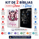 Kit 2 Bíblias Cristã NVA Letra Normal Capa Brochura Full Color Leão Rosa e Leão Preto Com Índice