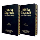 Kit 02 Bíblias Pretas Evangélicas Letra Gigante Capa Semiflexível ARC Com Harpa e Índice Masc e Fem